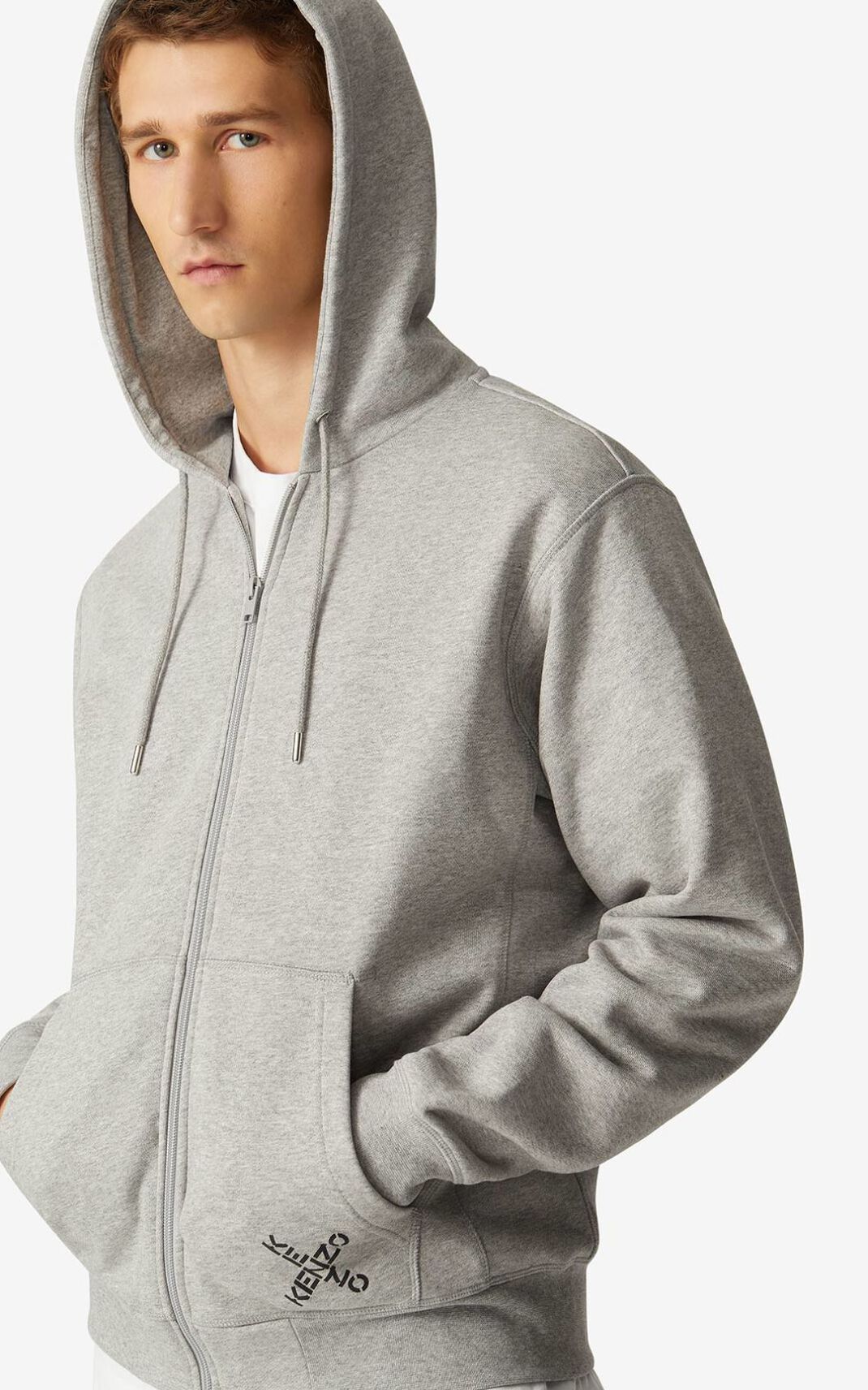 Sudaderas Con Capucha Kenzo Sport Little X zipped Hombre Gris CHQ254017